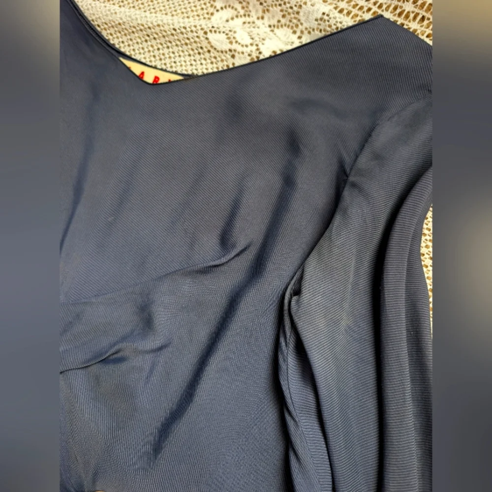 Vintage Marni Silk-Blend Midi Dress | Knotted Front, Asymmetrical Hem - Picture 7 of 9